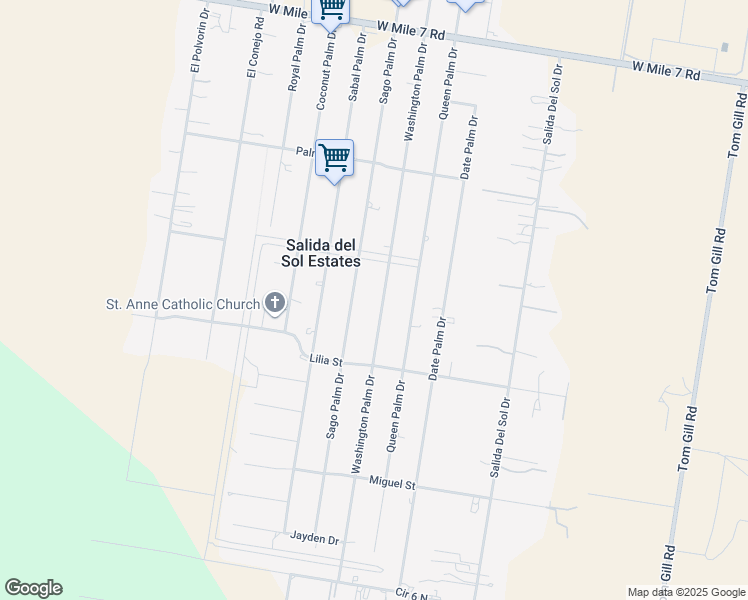 map of restaurants, bars, coffee shops, grocery stores, and more near 17201 Washington Palm Drive in Penitas