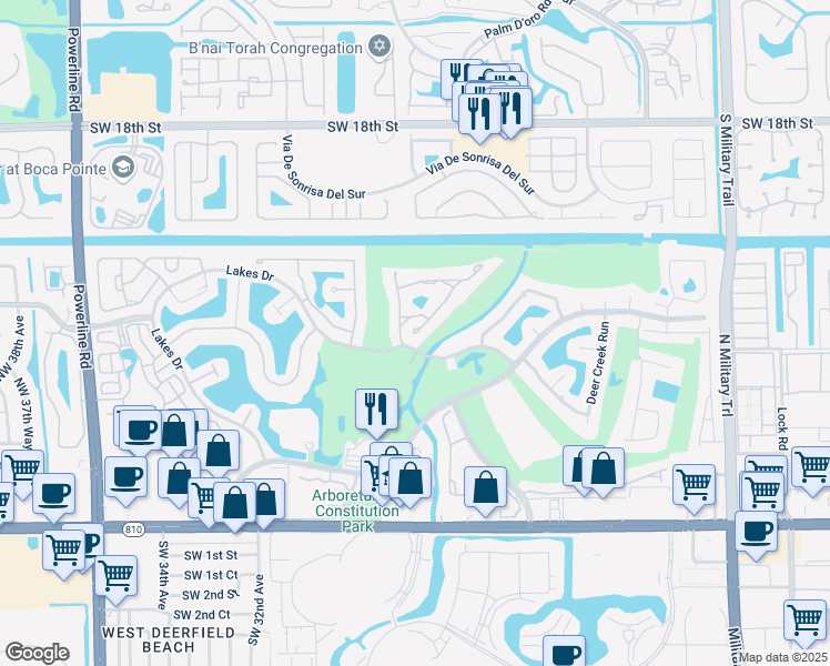 map of restaurants, bars, coffee shops, grocery stores, and more near 2649 Emerald Way Circle in Deerfield Beach