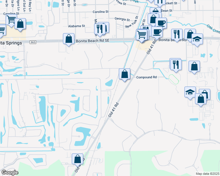 map of restaurants, bars, coffee shops, grocery stores, and more near 9641 Spanish Moss Way in Bonita Springs