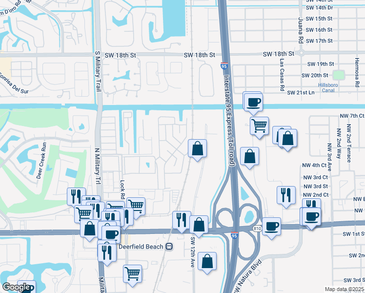 map of restaurants, bars, coffee shops, grocery stores, and more near 516 Hibiscus Drive in Deerfield Beach