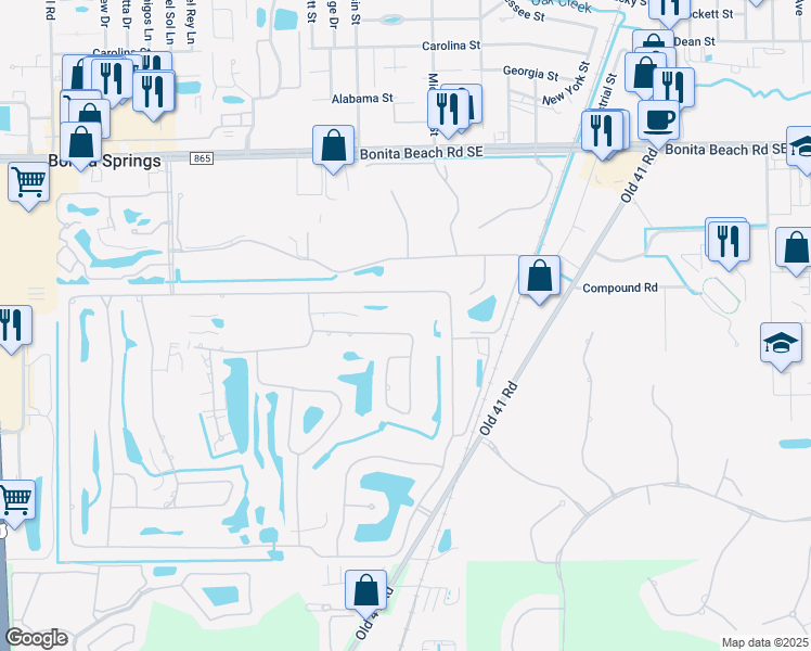 map of restaurants, bars, coffee shops, grocery stores, and more near 9962 Ortega Lane in Bonita Springs