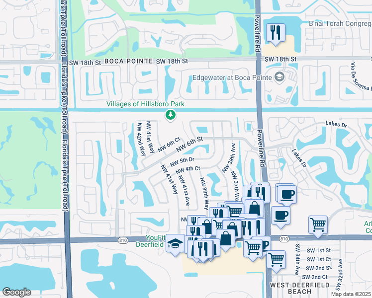 map of restaurants, bars, coffee shops, grocery stores, and more near 4144 Northwest 6th Street in Deerfield Beach