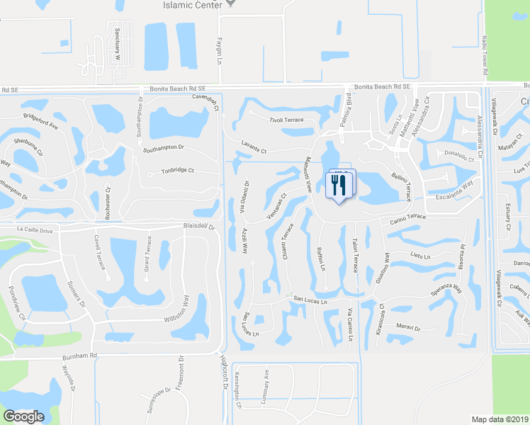 map of restaurants, bars, coffee shops, grocery stores, and more near 14073 Ventanas Court in Bonita Springs