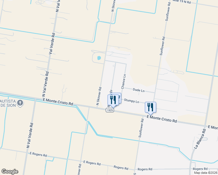 map of restaurants, bars, coffee shops, grocery stores, and more near 21202 Rio Bravo Drive in Edinburg