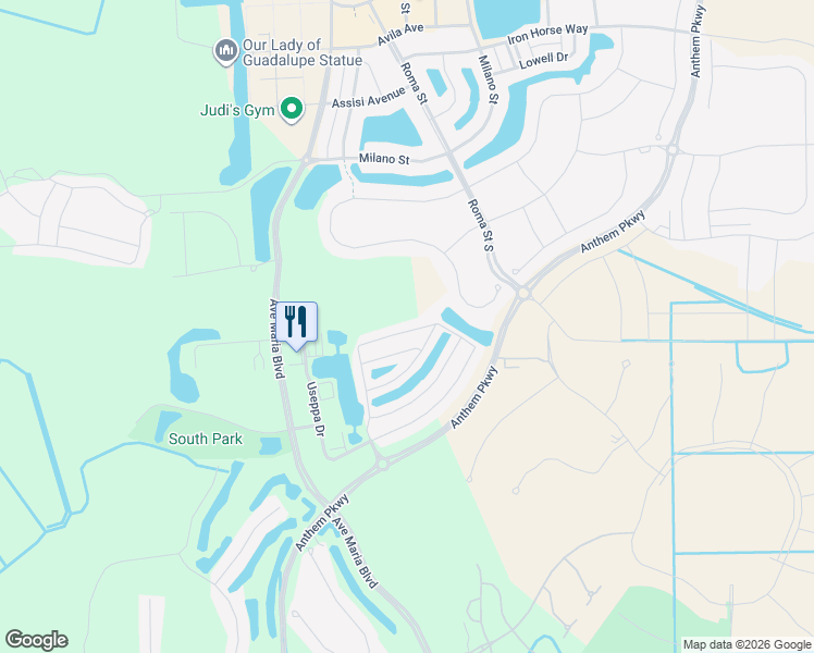 map of restaurants, bars, coffee shops, grocery stores, and more near 5077 Beckton Road in Ave Maria
