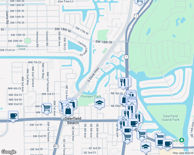 map of restaurants, bars, coffee shops, grocery stores, and more near 21 Royal Palm Way in Boca Raton