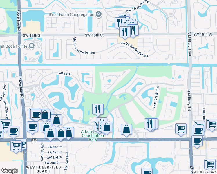 map of restaurants, bars, coffee shops, grocery stores, and more near 2649 Emerald Way Circle in Deerfield Beach