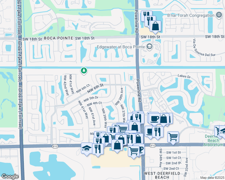 map of restaurants, bars, coffee shops, grocery stores, and more near 558 Northwest 39th Avenue in Deerfield Beach