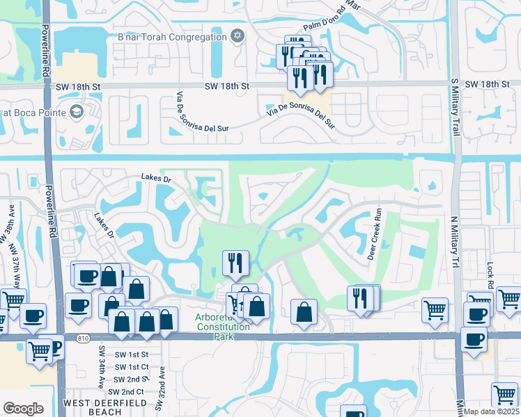 map of restaurants, bars, coffee shops, grocery stores, and more near 2649 Emerald Way Cir in Deerfield Beach