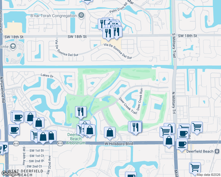 map of restaurants, bars, coffee shops, grocery stores, and more near 2457 Lob Lolly Lane in Deerfield Beach
