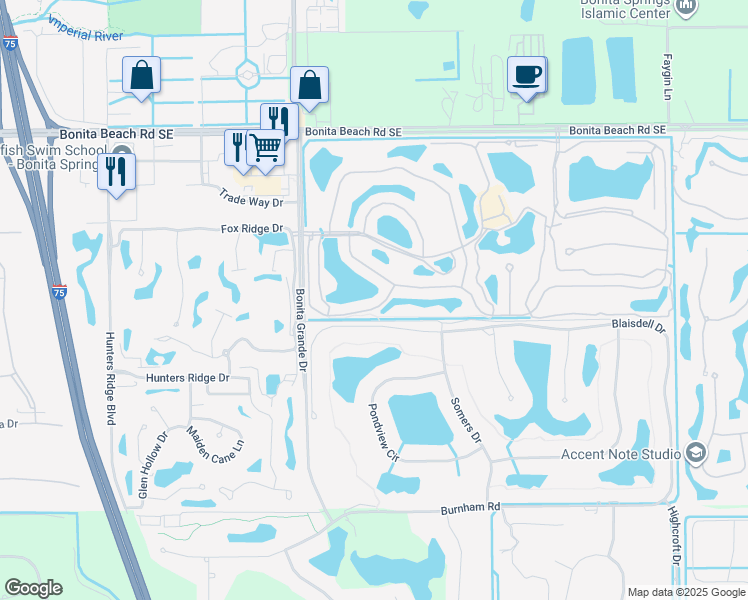 map of restaurants, bars, coffee shops, grocery stores, and more near 13150 Southampton Drive in Bonita Springs