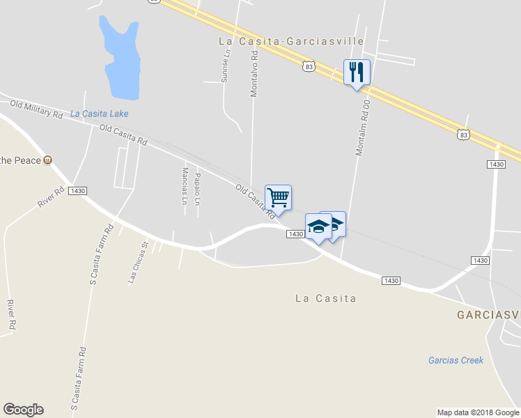 map of restaurants, bars, coffee shops, grocery stores, and more near 248 Old Casita Road in Rio Grande City