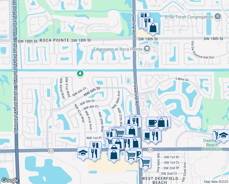 map of restaurants, bars, coffee shops, grocery stores, and more near 558 Northwest 39th Avenue in Deerfield Beach