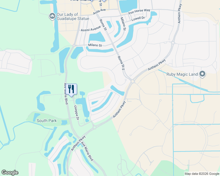map of restaurants, bars, coffee shops, grocery stores, and more near 4993 Beckton Road in Ave Maria