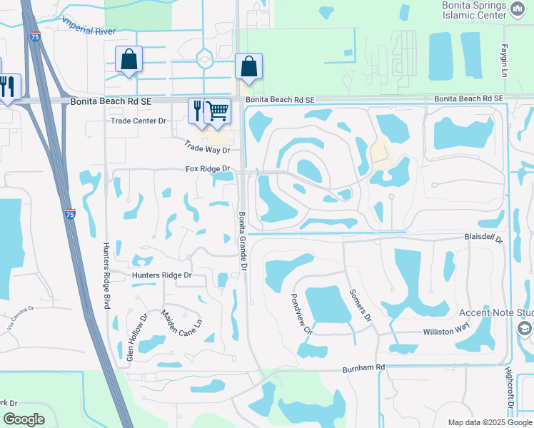 map of restaurants, bars, coffee shops, grocery stores, and more near 13045 Amberley Court in Bonita Springs