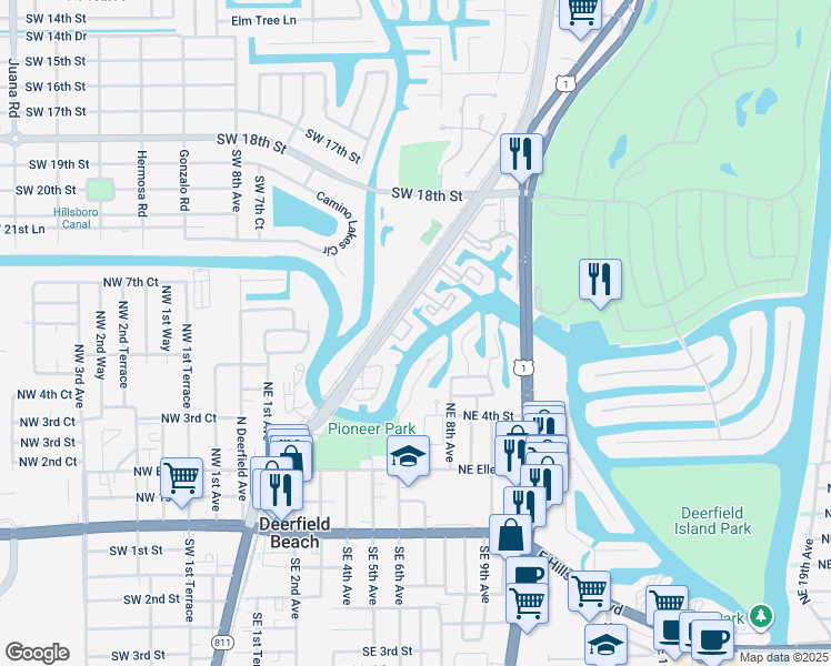map of restaurants, bars, coffee shops, grocery stores, and more near 21 Royal Palm Way in Boca Raton
