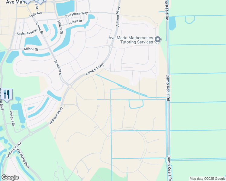 map of restaurants, bars, coffee shops, grocery stores, and more near 5275 Camp Keais Road in Ave Maria