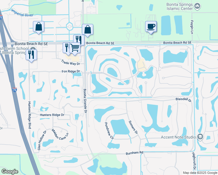 map of restaurants, bars, coffee shops, grocery stores, and more near 13150 Southampton Drive in Bonita Springs