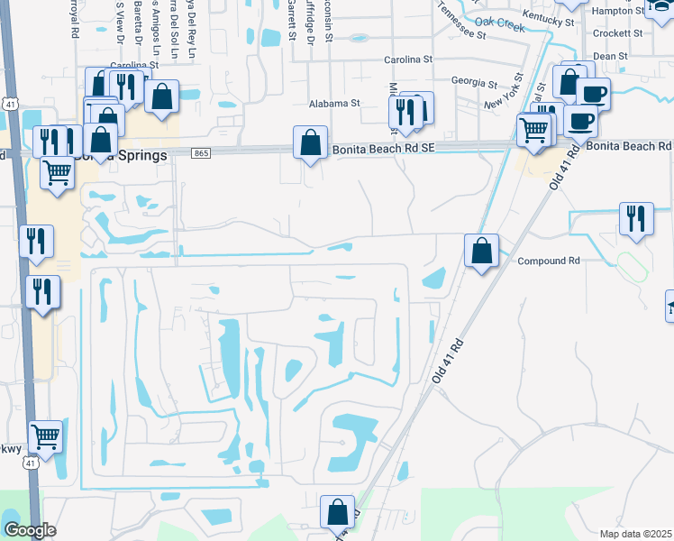 map of restaurants, bars, coffee shops, grocery stores, and more near 9943 Treasure Cay Lane in Bonita Springs