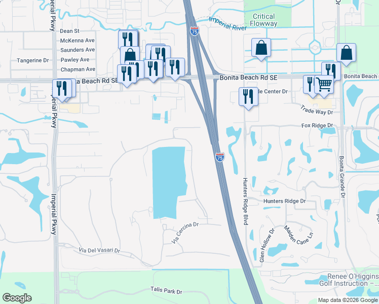 map of restaurants, bars, coffee shops, grocery stores, and more near 28390 Altessa Way in Bonita Springs