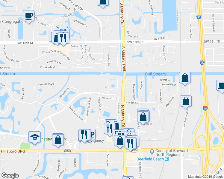 map of restaurants, bars, coffee shops, grocery stores, and more near 612 Hollows Circle in Deerfield Beach