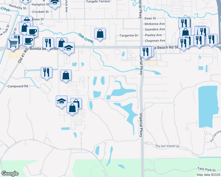map of restaurants, bars, coffee shops, grocery stores, and more near 28281 Terrazza Lane in Naples