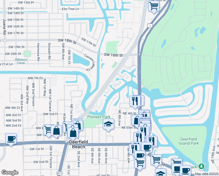 map of restaurants, bars, coffee shops, grocery stores, and more near 17 Royal Palm Way in Boca Raton
