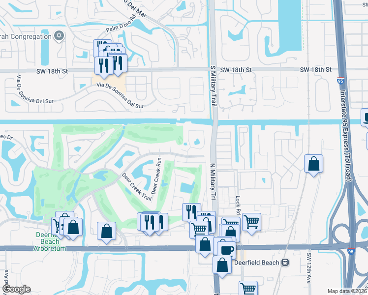 map of restaurants, bars, coffee shops, grocery stores, and more near 656 Sand Pine Lane in Deerfield Beach