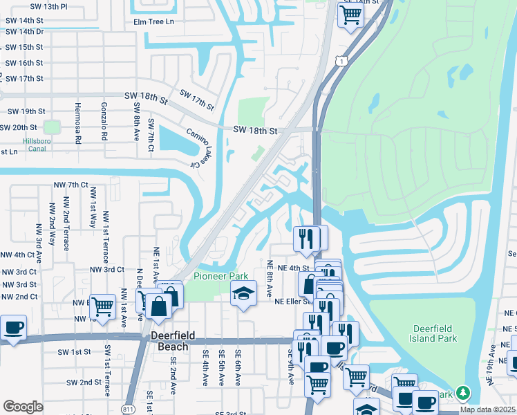 map of restaurants, bars, coffee shops, grocery stores, and more near 21 Royal Palm Way in Boca Raton