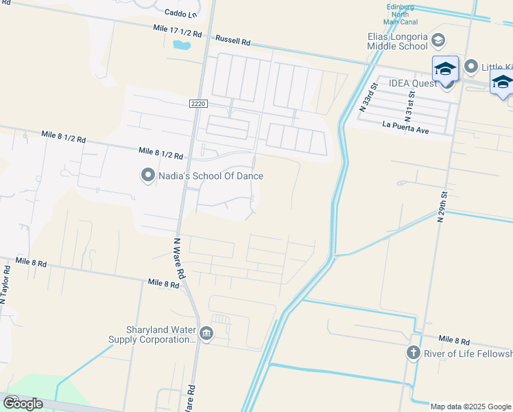 map of restaurants, bars, coffee shops, grocery stores, and more near 12900 North 38th Street in Edinburg