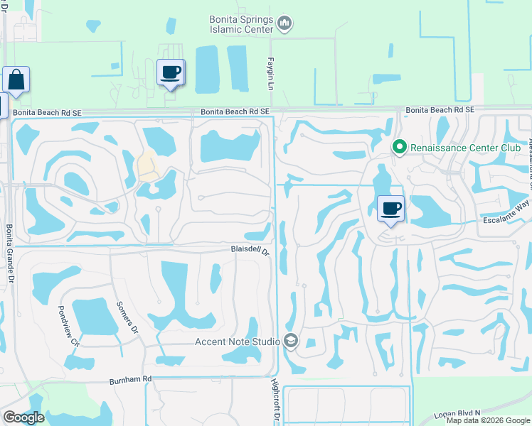 map of restaurants, bars, coffee shops, grocery stores, and more near 13781 Southampton Drive in Bonita Springs