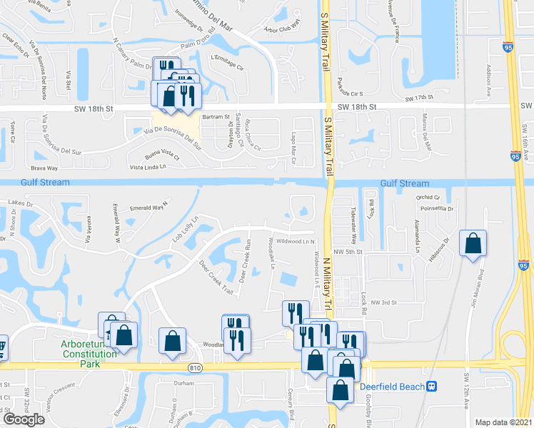 map of restaurants, bars, coffee shops, grocery stores, and more near 656 Sand Pine Lane in Deerfield Beach