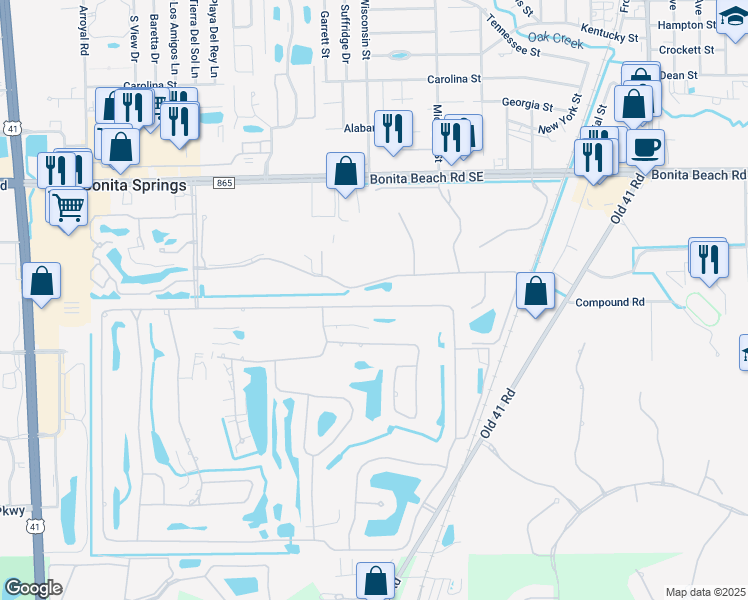 map of restaurants, bars, coffee shops, grocery stores, and more near 9944 Treasure Cay Lane in Bonita Springs