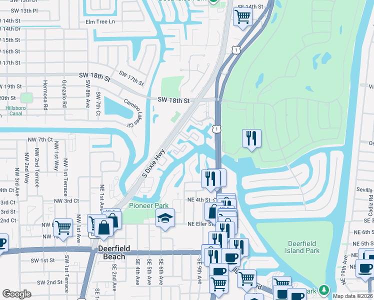 map of restaurants, bars, coffee shops, grocery stores, and more near 21 Royal Palm Way in Boca Raton