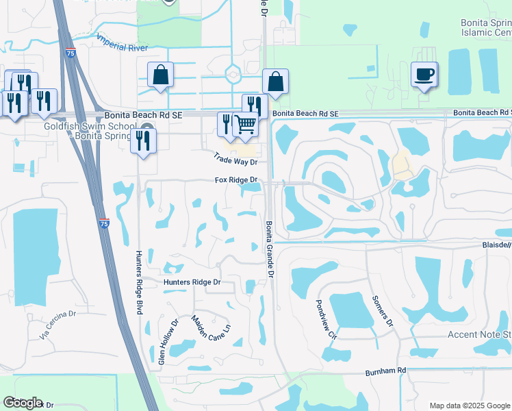 map of restaurants, bars, coffee shops, grocery stores, and more near 28141 Donnavid Court in Bonita Springs