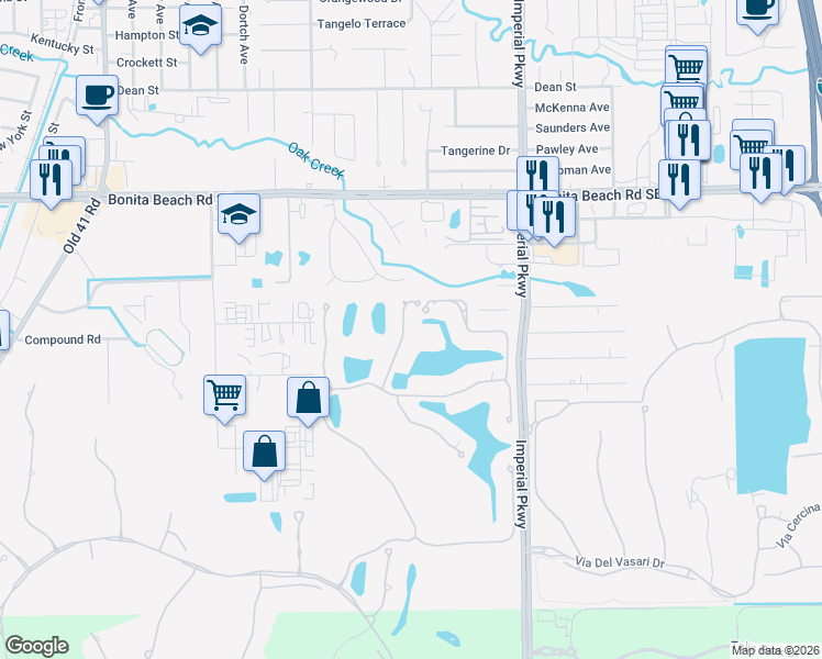 map of restaurants, bars, coffee shops, grocery stores, and more near 28281 Terrazza Lane in Naples