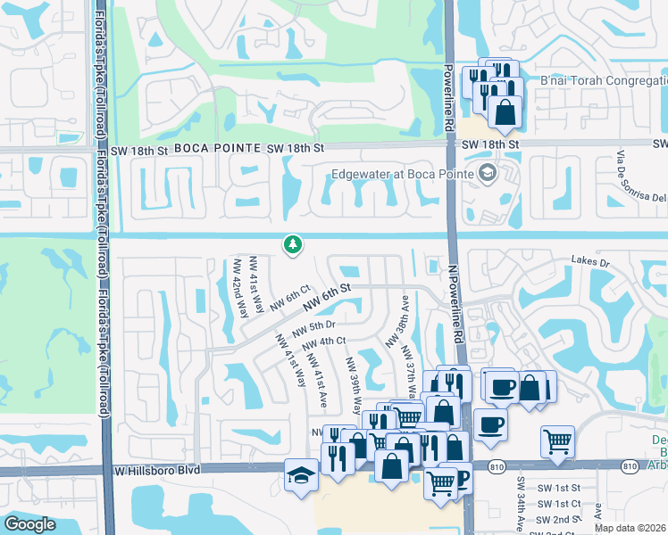 map of restaurants, bars, coffee shops, grocery stores, and more near 3998 Northwest 7th Place in Deerfield Beach