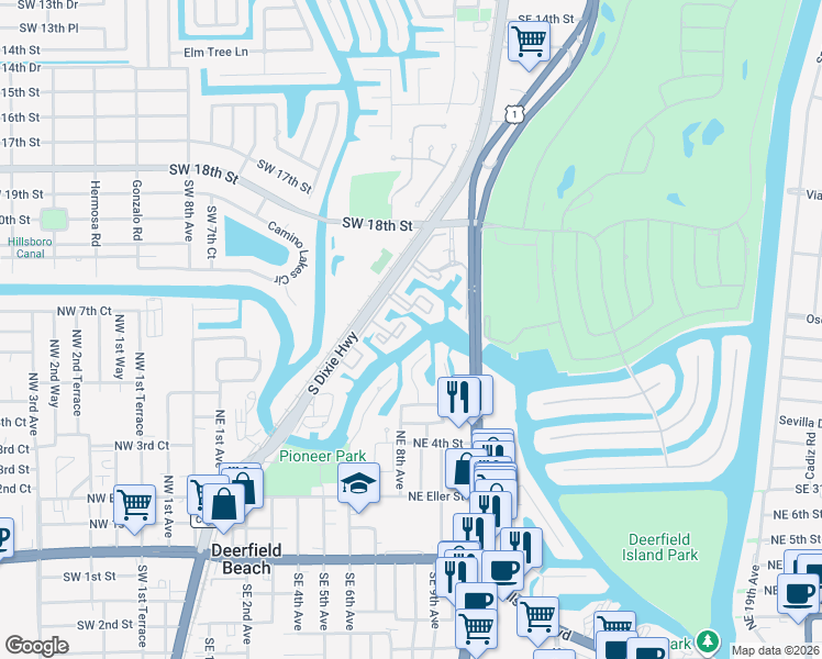 map of restaurants, bars, coffee shops, grocery stores, and more near 21 Royal Palm Way in Boca Raton
