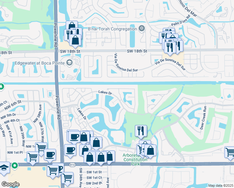 map of restaurants, bars, coffee shops, grocery stores, and more near 729 Via Genova in Deerfield Beach