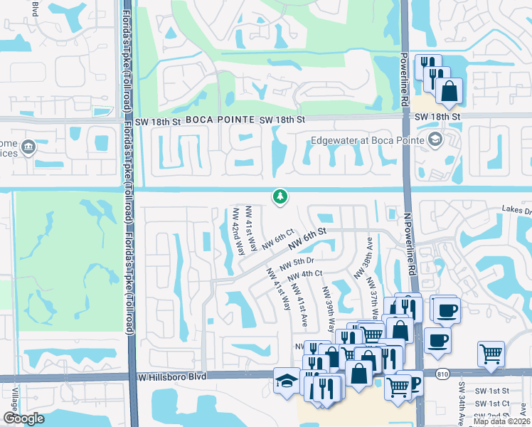 map of restaurants, bars, coffee shops, grocery stores, and more near 766 Northwest 41st Terrace in Deerfield Beach