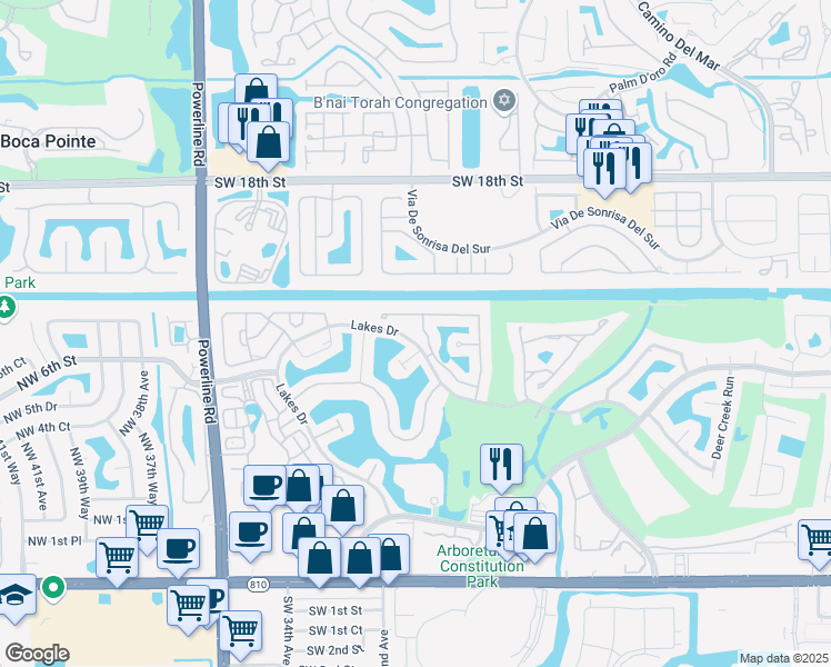 map of restaurants, bars, coffee shops, grocery stores, and more near 729 Via Genova in Deerfield Beach
