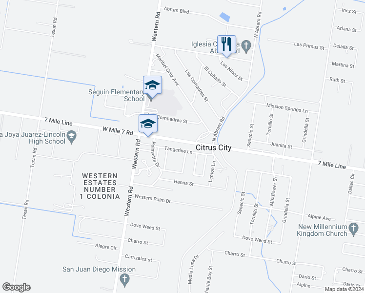 map of restaurants, bars, coffee shops, grocery stores, and more near 7103 West Mile 7 Road in Mission