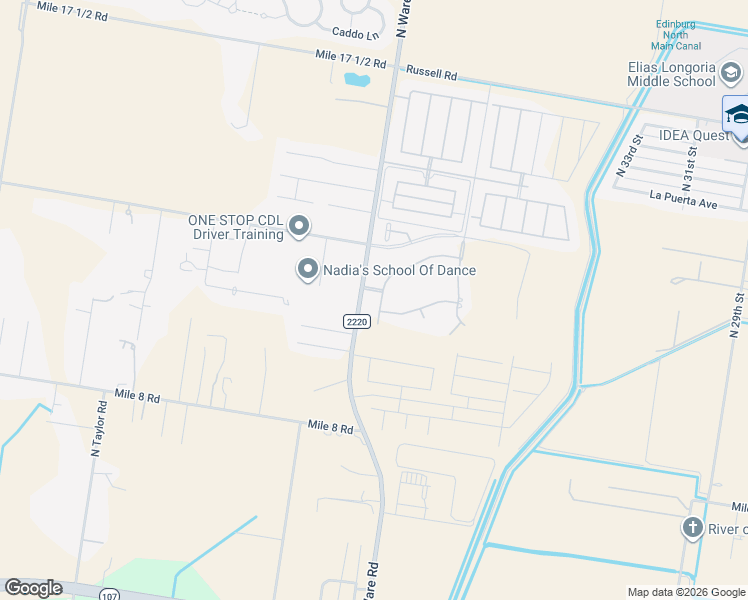 map of restaurants, bars, coffee shops, grocery stores, and more near 12919 North 41st Lane in Edinburg