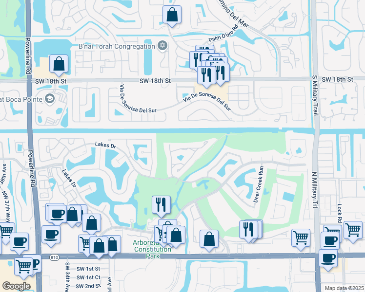 map of restaurants, bars, coffee shops, grocery stores, and more near 2683 Emerald Way North in Deerfield Beach