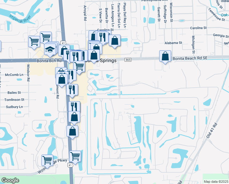 map of restaurants, bars, coffee shops, grocery stores, and more near 9170 Las Maderas Drive in Bonita Springs