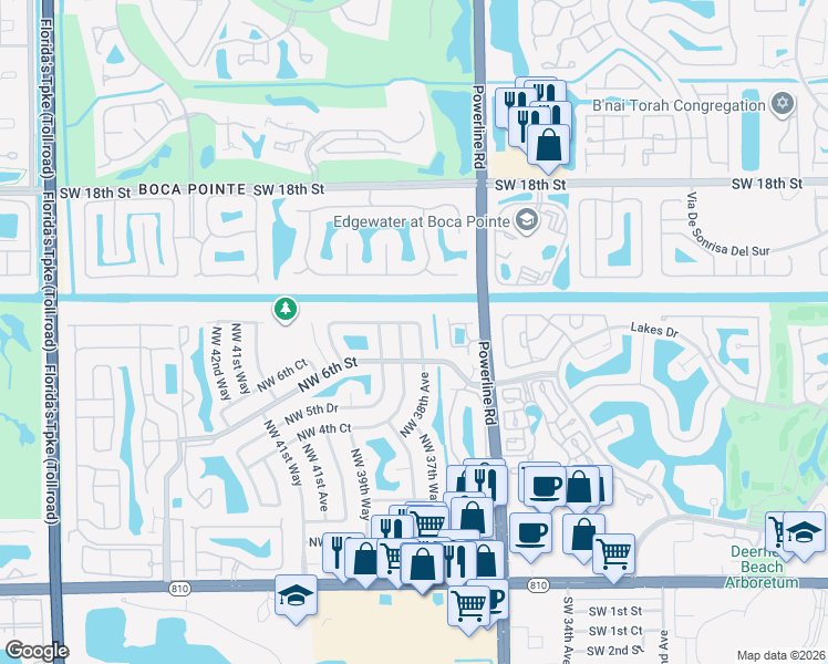 map of restaurants, bars, coffee shops, grocery stores, and more near 747 Northwest 38th Avenue in Deerfield Beach