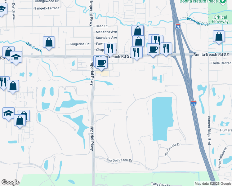 map of restaurants, bars, coffee shops, grocery stores, and more near 11374 Sunray Drive in Bonita Springs