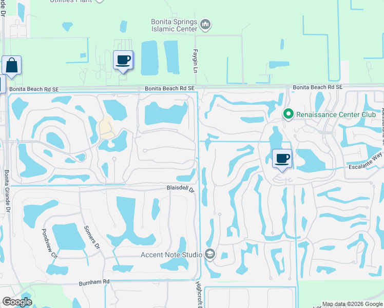 map of restaurants, bars, coffee shops, grocery stores, and more near 13781 Southampton Drive in Bonita Springs