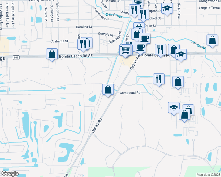map of restaurants, bars, coffee shops, grocery stores, and more near 28360 Old 41 Road in Bonita Springs