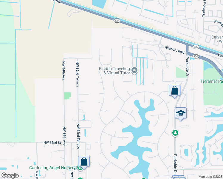 map of restaurants, bars, coffee shops, grocery stores, and more near 7715 East Upper Ridge Drive in Parkland